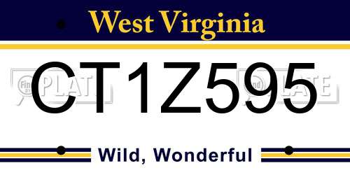CT1Z595 West Virginia License Plate