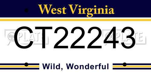 CT22243 West Virginia License Plate
