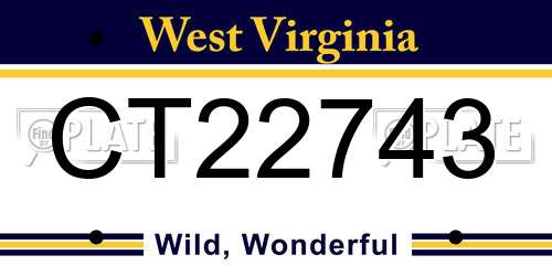 CT22743 West Virginia License Plate