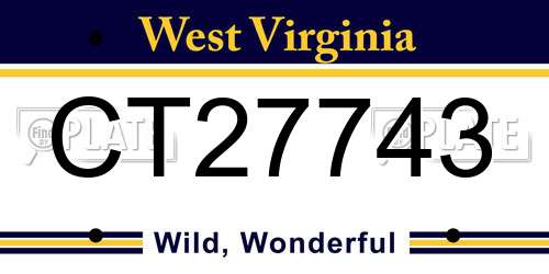 CT27743 West Virginia License Plate