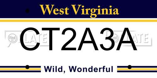 CT2A3A West Virginia License Plate