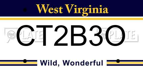 CT2B3O West Virginia License Plate