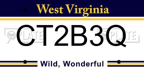 CT2B3Q West Virginia License Plate