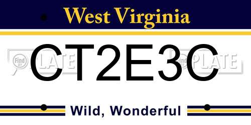 CT2E3C West Virginia License Plate