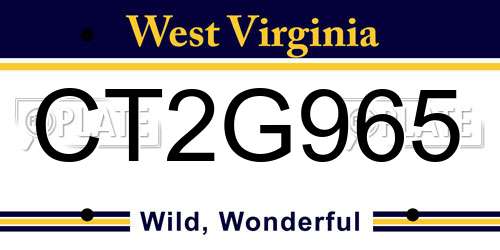CT2G965 West Virginia License Plate