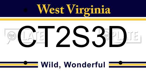 CT2S3D West Virginia License Plate