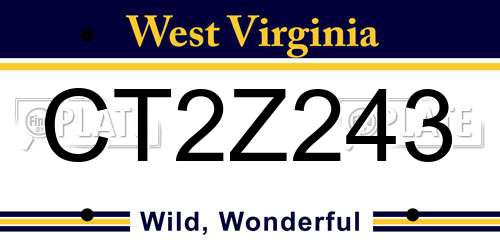 CT2Z243 West Virginia License Plate