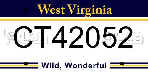 CT42052 West Virginia License Plate