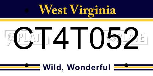 CT4T052 West Virginia License Plate