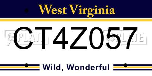 CT4Z057 West Virginia License Plate