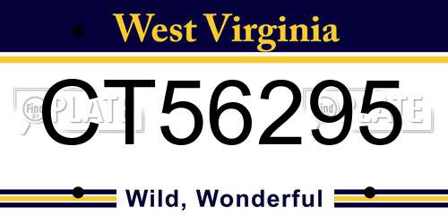 CT56295 West Virginia License Plate