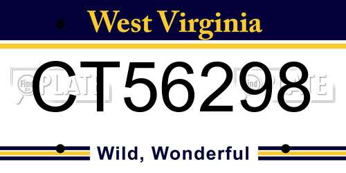 CT56298 West Virginia License Plate