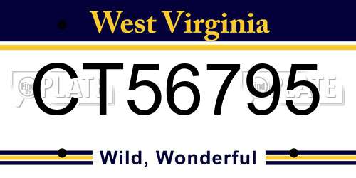 CT56795 West Virginia License Plate