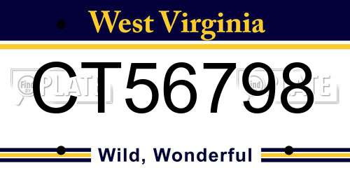 CT56798 West Virginia License Plate