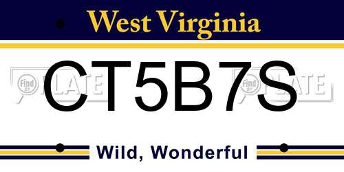 CT5B7S West Virginia License Plate