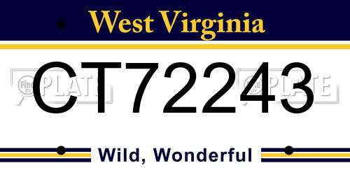CT72243 West Virginia License Plate