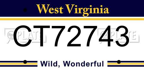CT72743 West Virginia License Plate