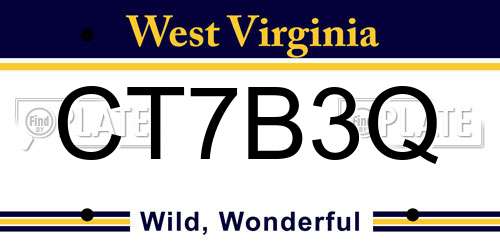 CT7B3Q West Virginia License Plate
