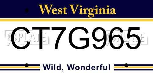 CT7G965 West Virginia License Plate