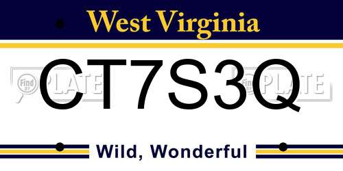 CT7S3Q West Virginia License Plate