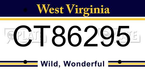 CT86295 West Virginia License Plate
