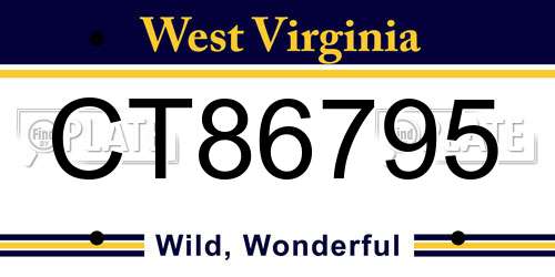 CT86795 West Virginia License Plate