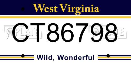 CT86798 West Virginia License Plate