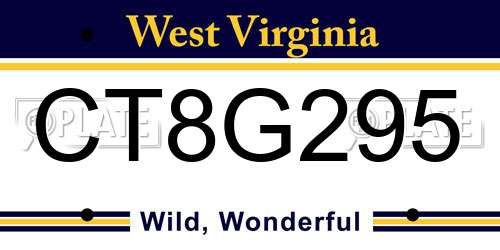 CT8G295 West Virginia License Plate