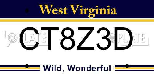 CT8Z3D West Virginia License Plate