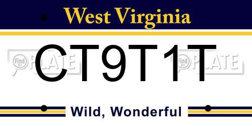 CT9T1T West Virginia License Plate