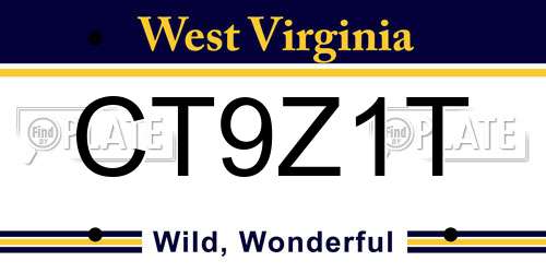 CT9Z1T West Virginia License Plate