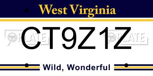 CT9Z1Z West Virginia License Plate