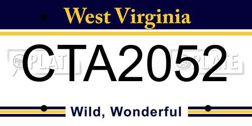 CTA2052 West Virginia License Plate