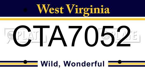 CTA7052 West Virginia License Plate