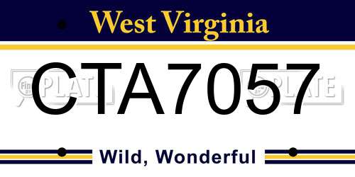 CTA7057 West Virginia License Plate