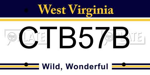 CTB57B West Virginia License Plate