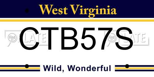 CTB57S West Virginia License Plate