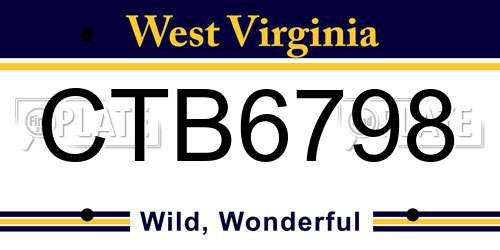 CTB6798 West Virginia License Plate