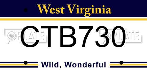 CTB730 West Virginia License Plate