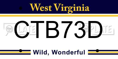 CTB73D West Virginia License Plate