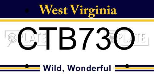 CTB73O West Virginia License Plate