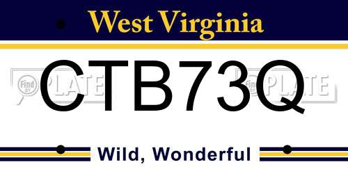 CTB73Q West Virginia License Plate