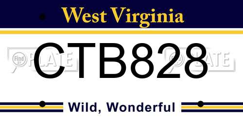 CTB828 West Virginia License Plate