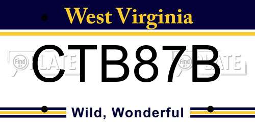 CTB87B West Virginia License Plate