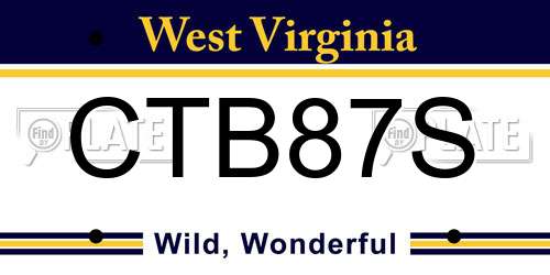 CTB87S West Virginia License Plate