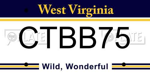CTBB75 West Virginia License Plate