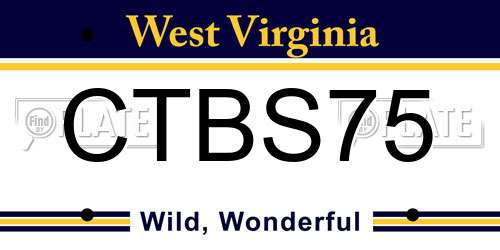 CTBS75 West Virginia License Plate