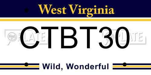 CTBT30 West Virginia License Plate