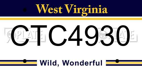 CTC4930 West Virginia License Plate