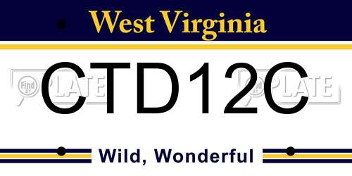 CTD12C West Virginia License Plate
